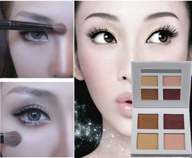 Professional Face Makeup Highlighter Palette 4 Color With Mineral Ingredient