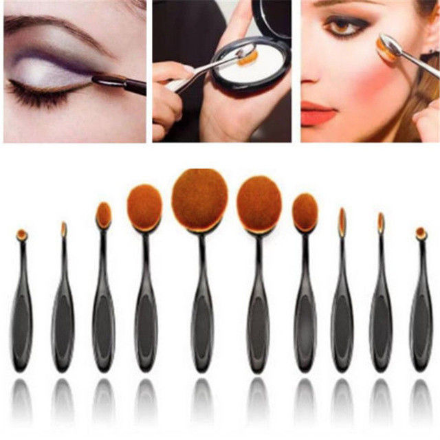 Private Label High End Makeup Brush Set , Toothbrush Looking 10 Piece Brush Set