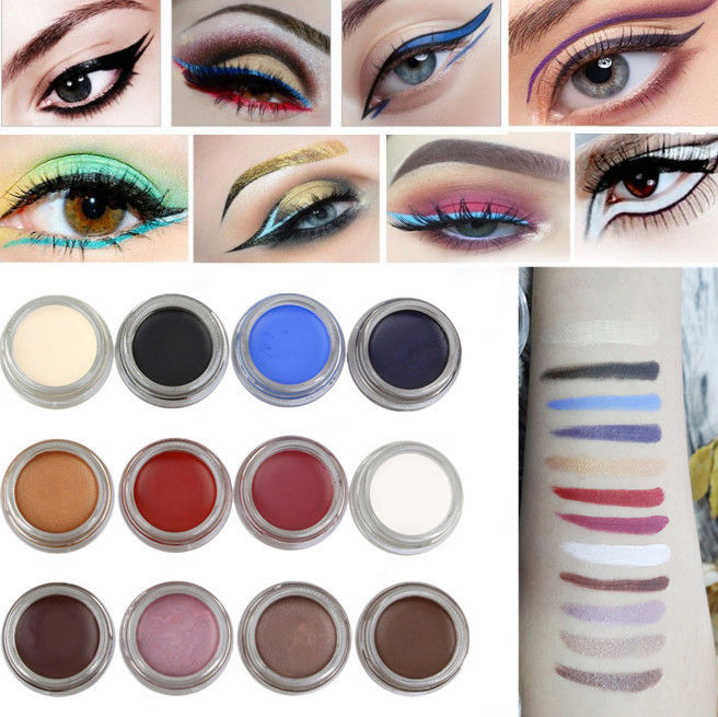 12 Color Organic Makeup Glitter Smudge Proof Eyeliner Gel You Own Brand Long Lasting