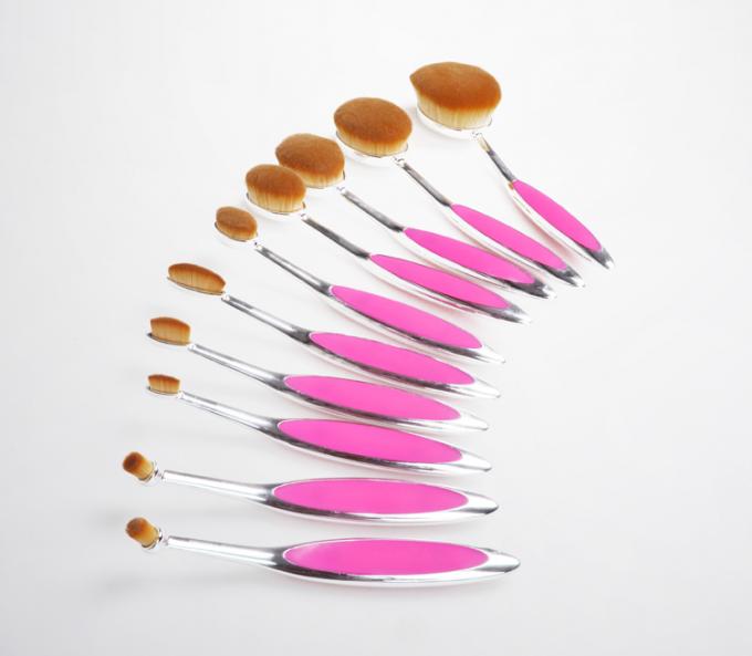 Professional 10 Piece Oval Makeup Brush Set Synthetic Hair With Logo Custom