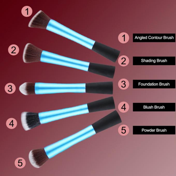 Popular Cosmetic Makeup Brush Set Metal Handle With Fiber Hair Materials