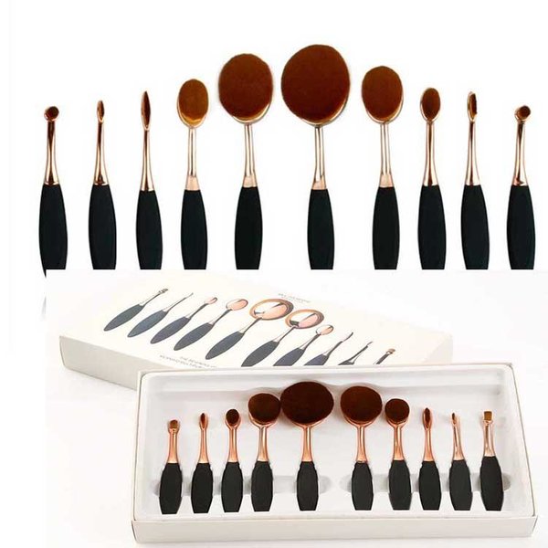 10 Piece Fiber Full Makeup Brush Set , Soft Toothbrush Foundation Brush