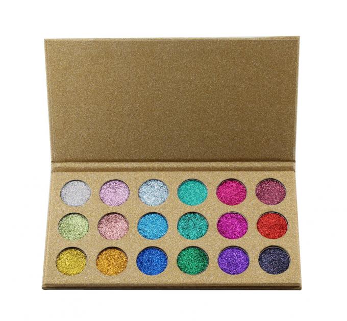 Mix Colors Glitter Eye Makeup Eyeshadow With Gold Cardboard Packaging