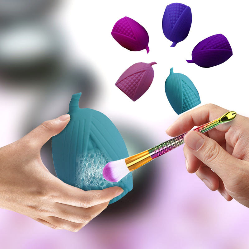 Beauty Silicone Daily Makeup Brush Cleaner Egg Shape Light Purple Color