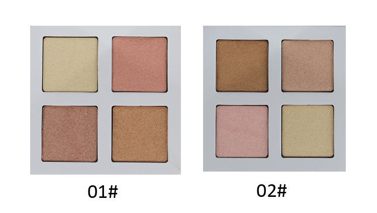 4 Colors Makeup Highlighter Palette , Face Illuminator Highlighter Loose Powder